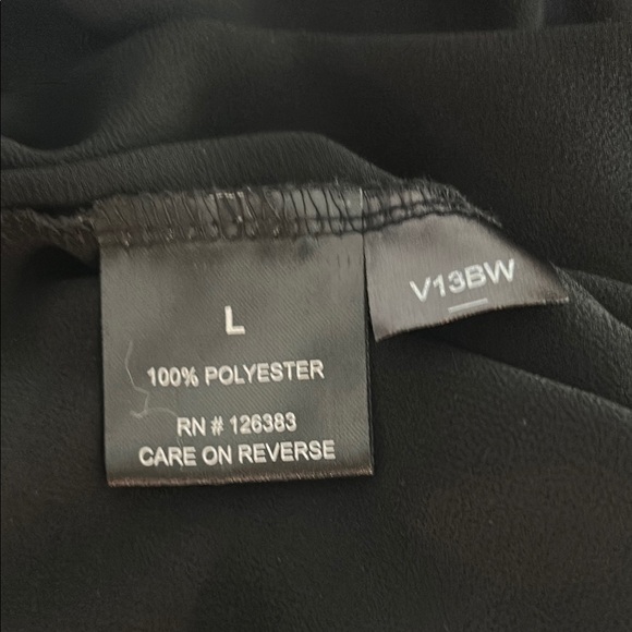 Elegant Black Sheer Blouse with White Layered Trim Size L - Picture 9 of 10